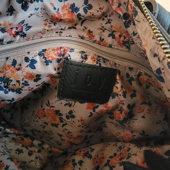 Joy Black Shoulder Purse with Floral Inside - Picture 3 of 6